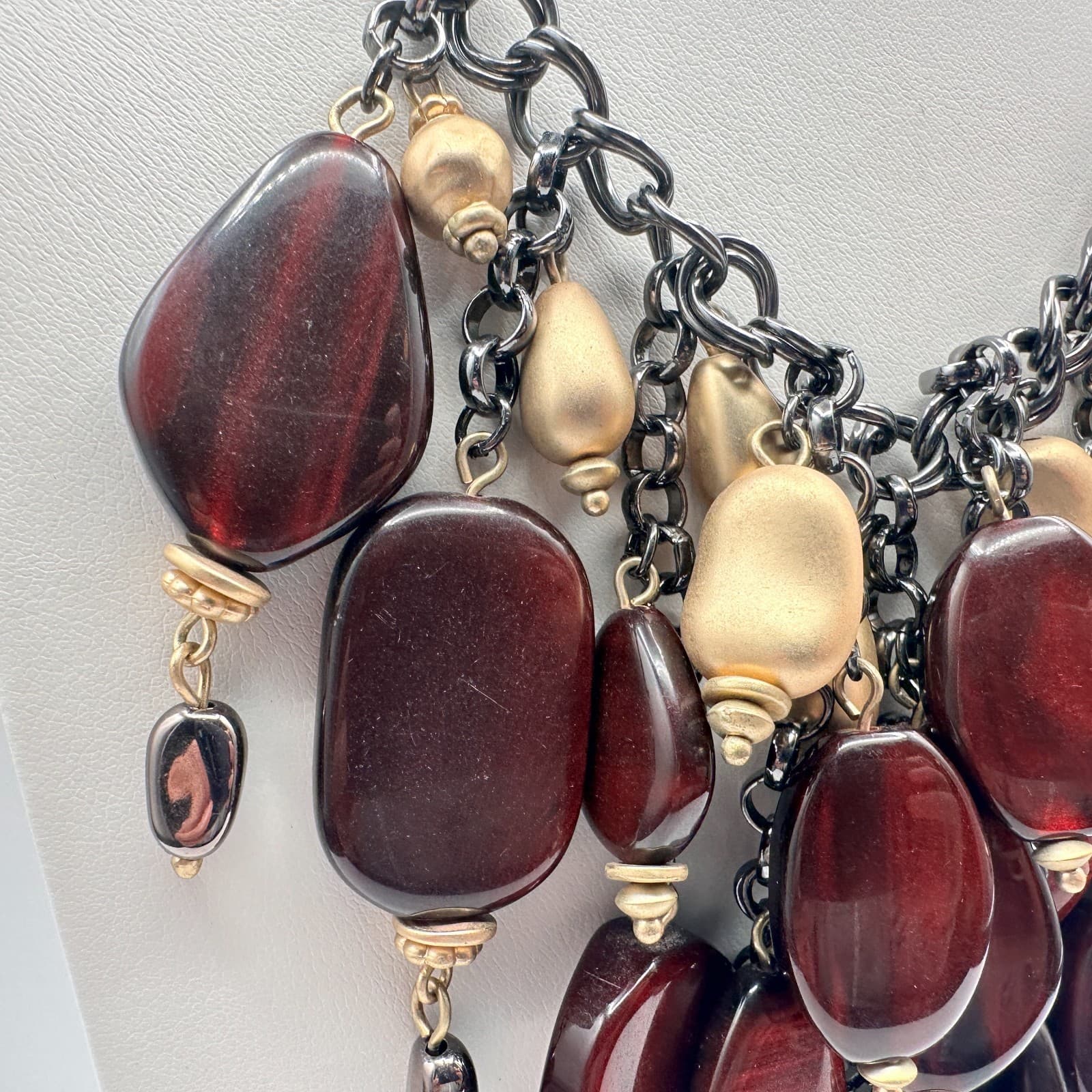 Vintage 90s Statement Chunky Bib Necklace Bold Boho Classic Women's Jewelry - Thumbnail 3