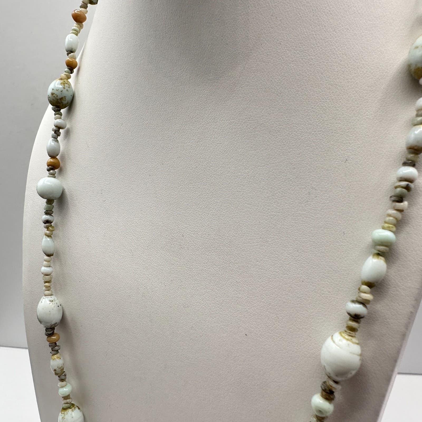 Vintage 90s Earth Tone Beaded Necklace Mixed Stone Boho Fashion Women's Jewelry - Thumbnail 9