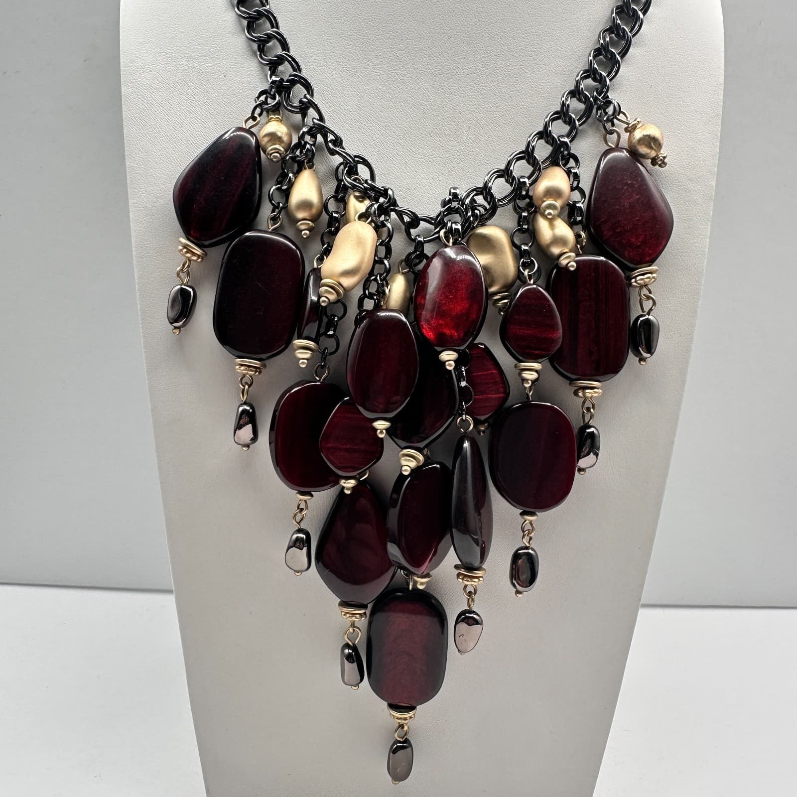 Vintage 90s Statement Chunky Bib Necklace Bold Boho Classic Women's Jewelry - Image 1