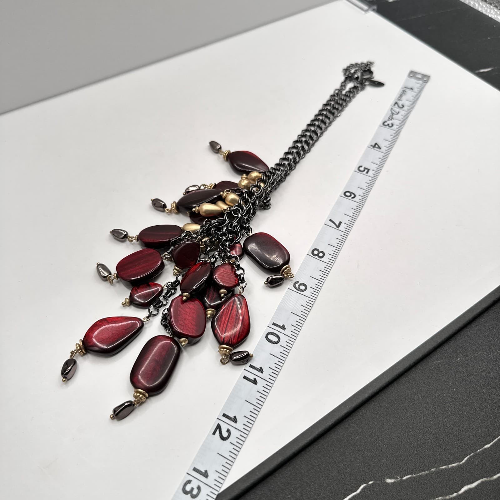 Vintage 90s Statement Chunky Bib Necklace Bold Boho Classic Women's Jewelry - Thumbnail 9