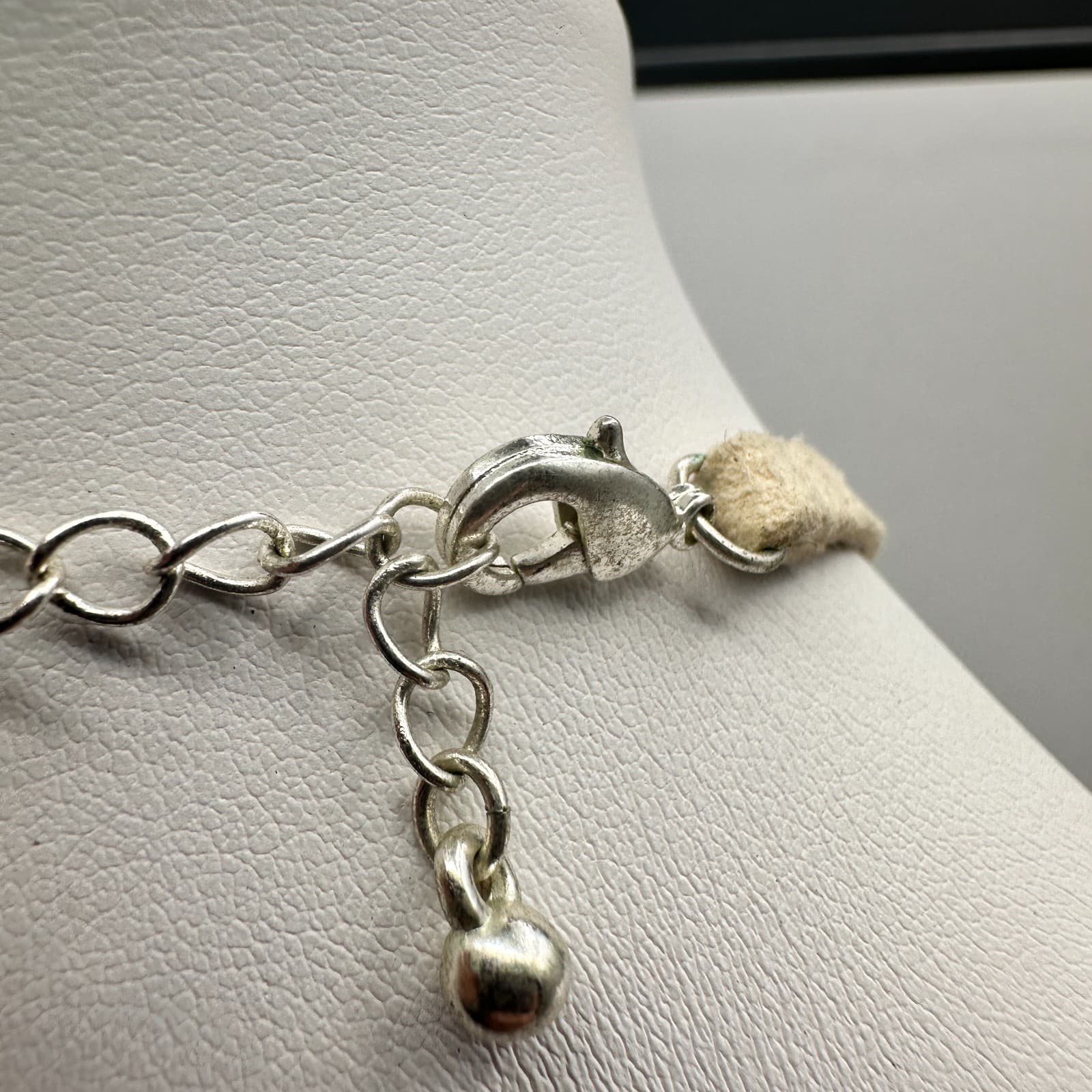 Vintage 90s Mother of Pearl Silver Tone Disc Bib Necklace Suede Cord Jewelry - Thumbnail 8