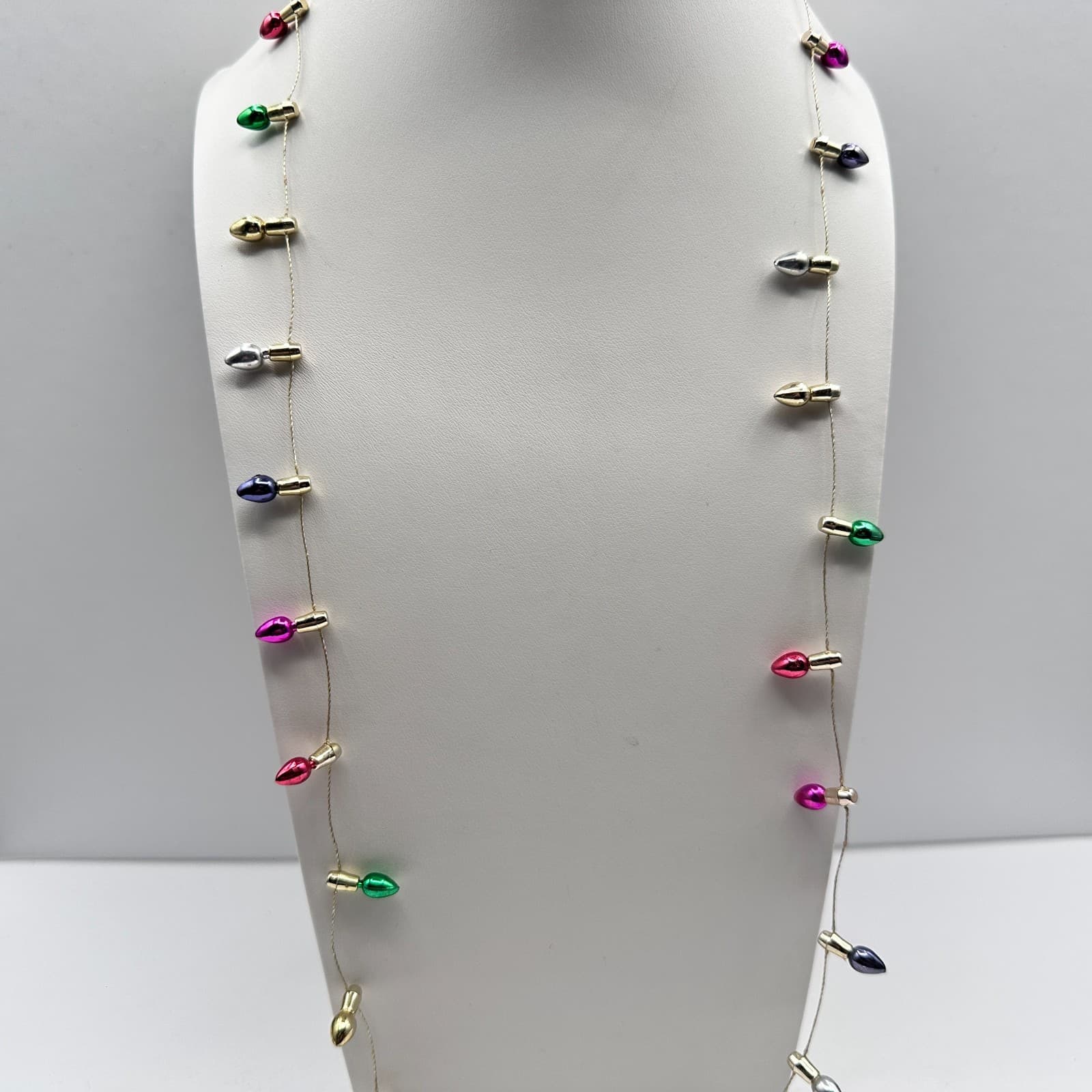 Vintage Y2K Christmas Light Bulb Ornaments Necklace Gold Tone Women's Jewelry - Thumbnail 6