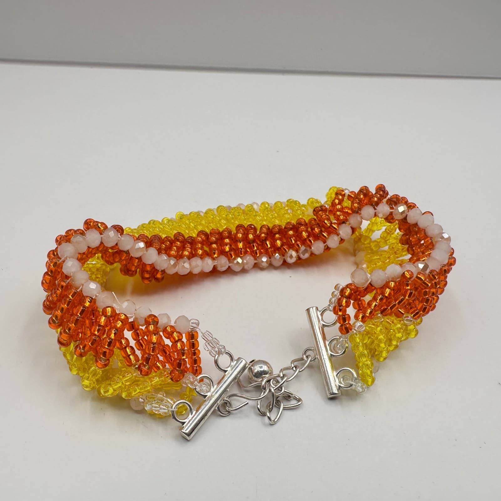 Vintage 90s Multicolor Seed Beaded Choker Necklace Silver Tone Women's Jewelry - Thumbnail 7