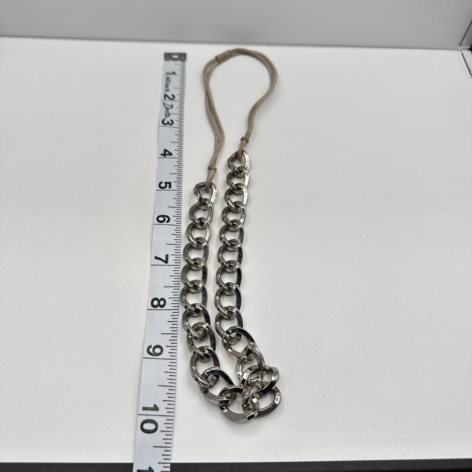 Vintage 90s Goody Chunky Necklace Silver Tone Statement Link Chain Jewelry - Thumbnail 9