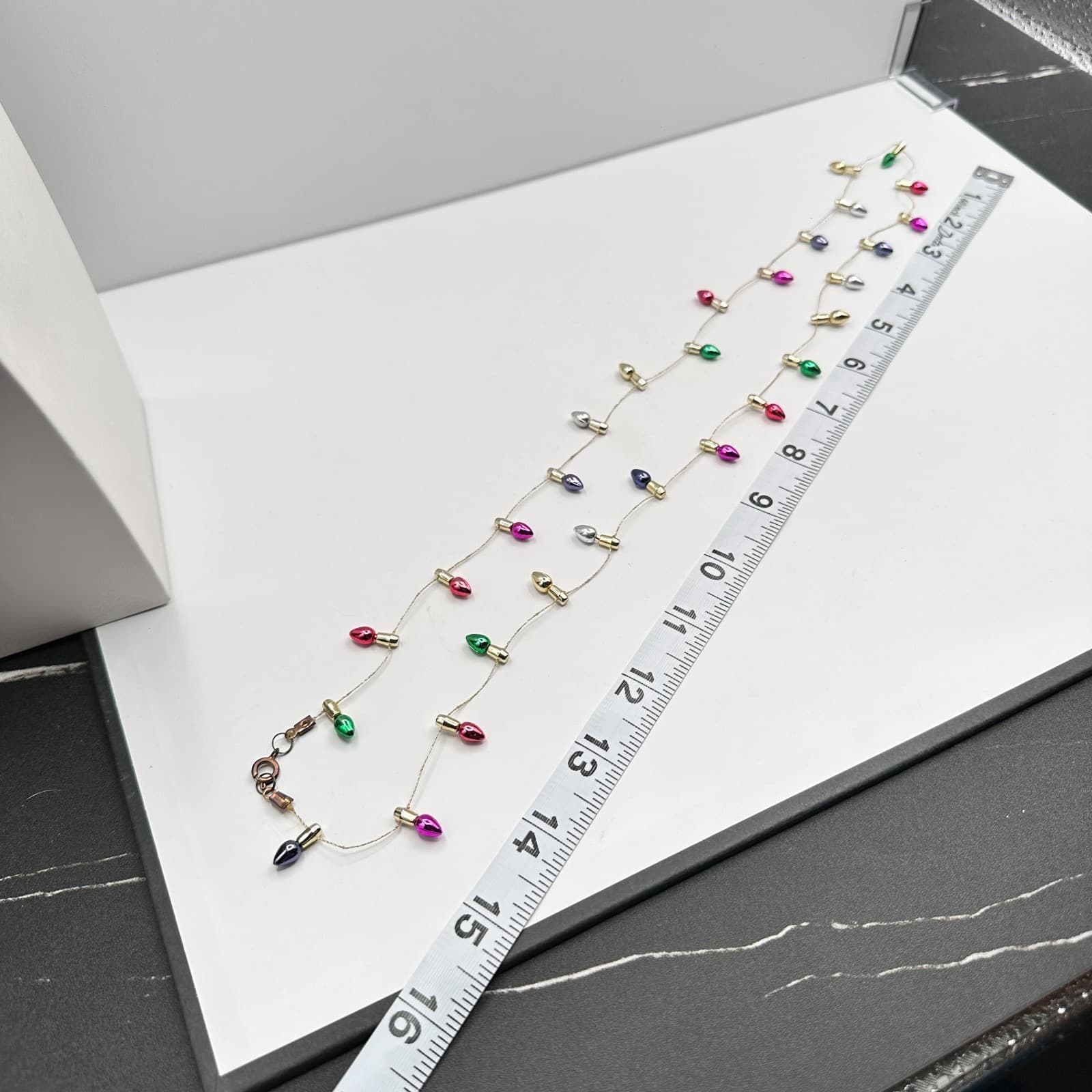 Vintage Y2K Christmas Light Bulb Ornaments Necklace Gold Tone Women's Jewelry - Thumbnail 7