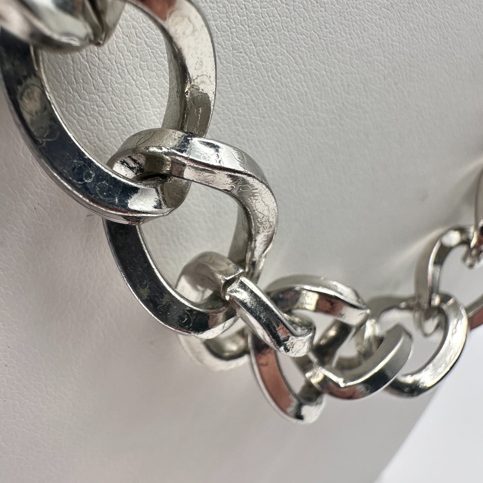 Vintage 90s Goody Chunky Necklace Silver Tone Statement Link Chain Jewelry - Thumbnail 5