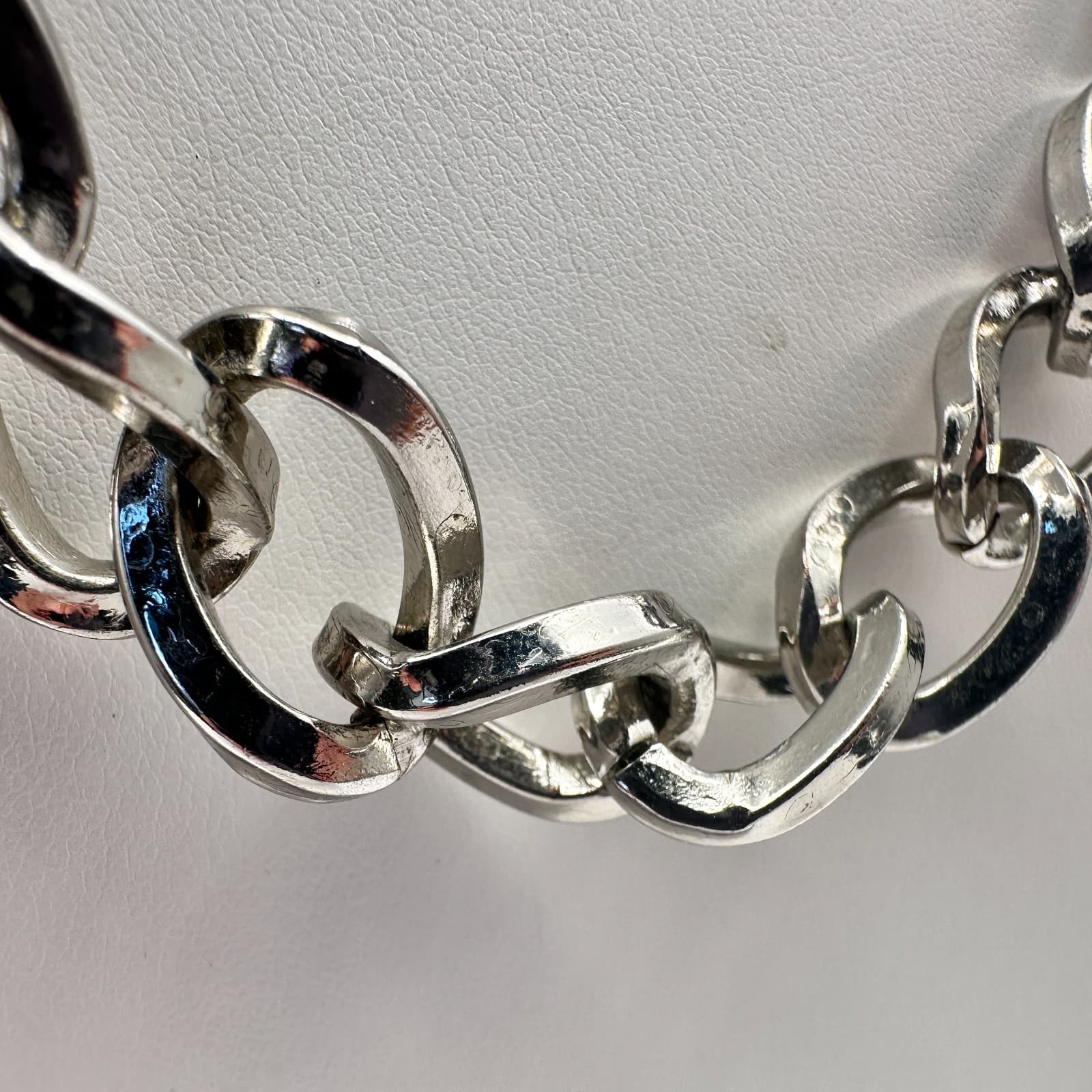 Vintage 90s Goody Chunky Necklace Silver Tone Statement Link Chain Jewelry - Thumbnail 6