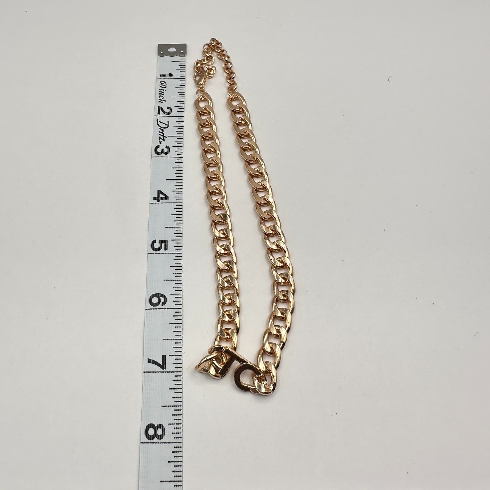 Vintage Y2K Tres Colori Gold Tone Chunky Curb Chain Necklace Statement Jewelry - Thumbnail 8