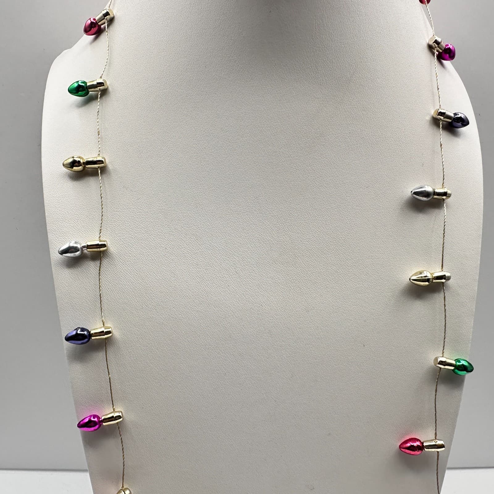 Vintage Y2K Christmas Light Bulb Ornaments Necklace Gold Tone Women's Jewelry - Thumbnail 5