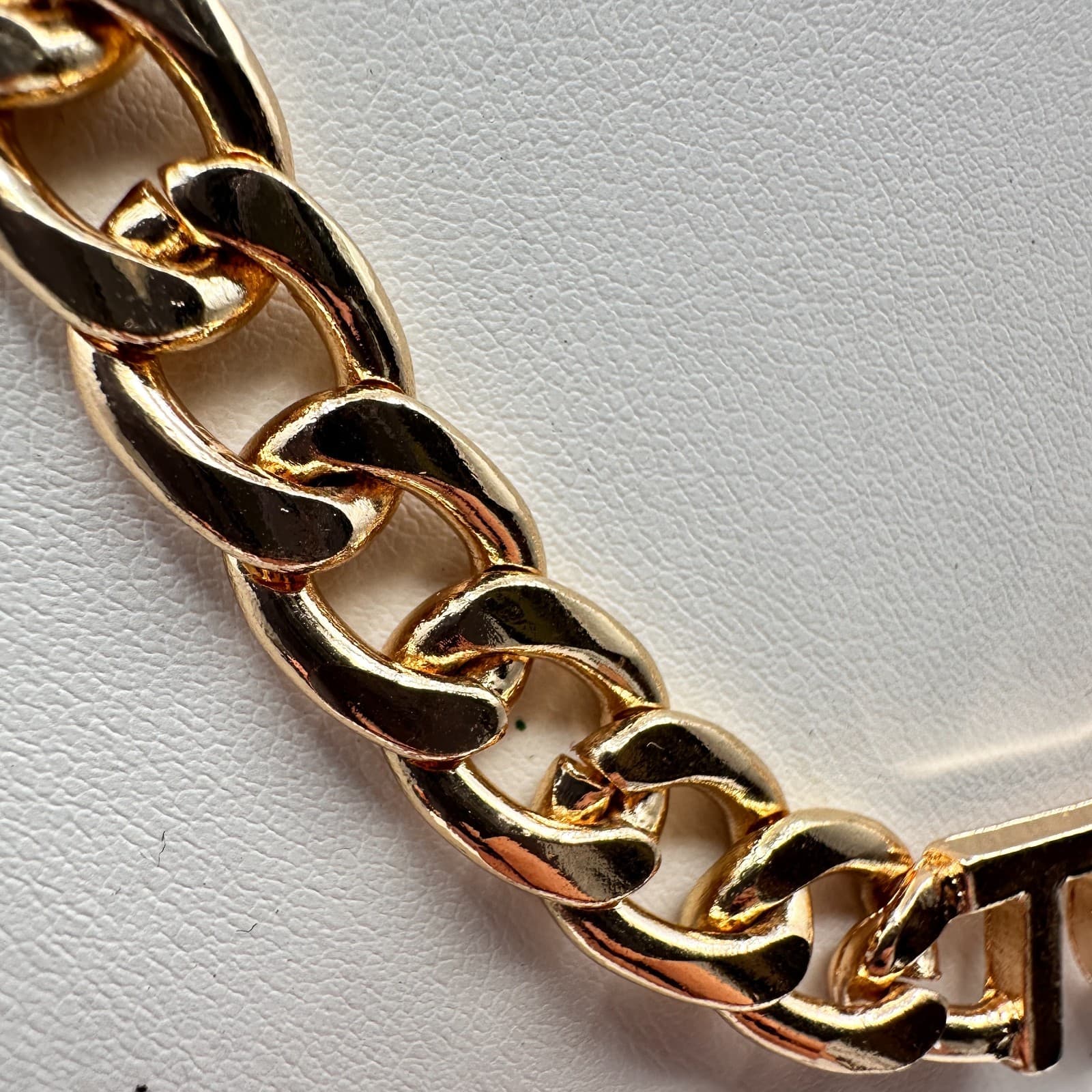 Vintage Y2K Tres Colori Gold Tone Chunky Curb Chain Necklace Statement Jewelry - Thumbnail 6