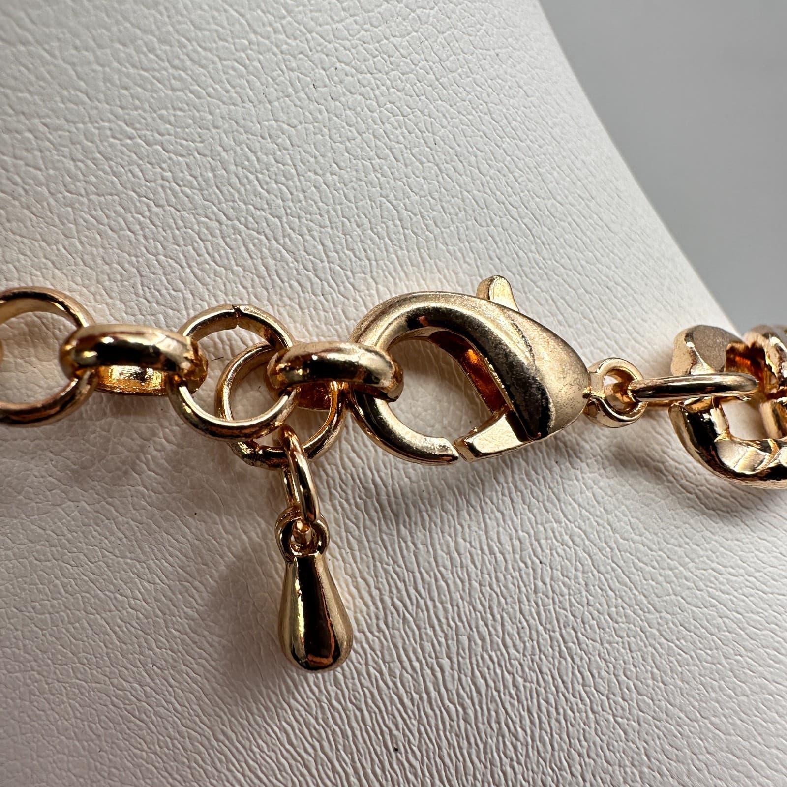 Vintage Y2K Tres Colori Gold Tone Chunky Curb Chain Necklace Statement Jewelry - Thumbnail 7