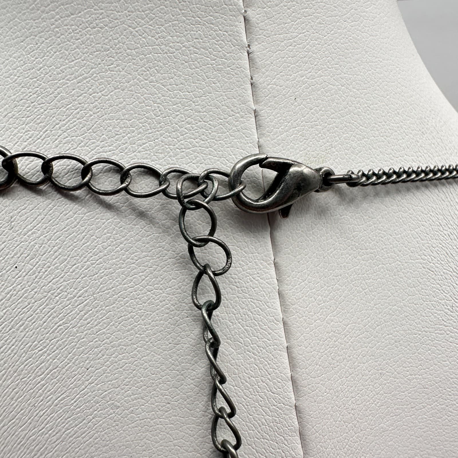 Vintage 90s Silver Tone Geometric Statement Necklace Tiered Bib Boho Jewelry - Thumbnail 5