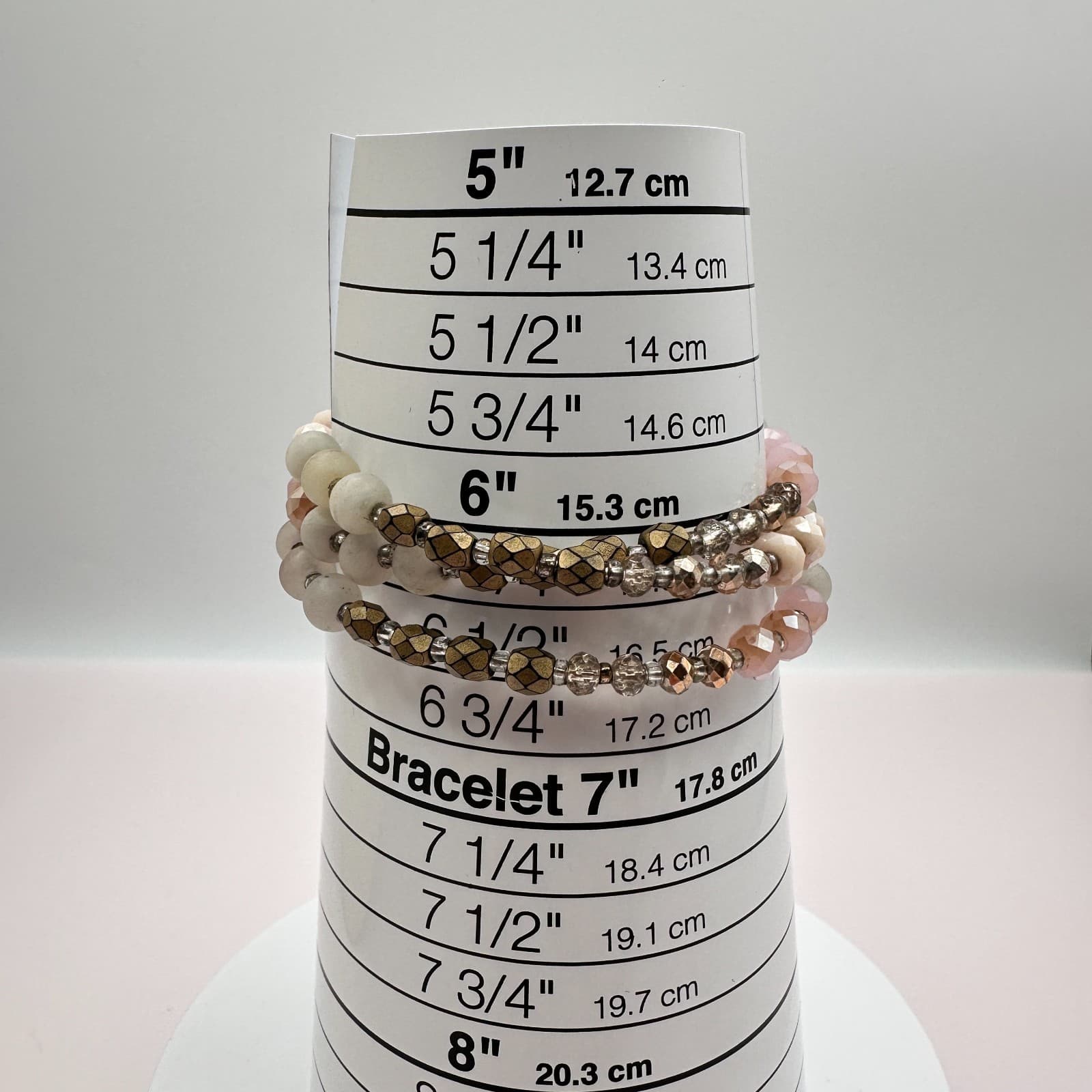 Vintage 80s Colors Glass Stone Beaded Stretch Alloy Bracelets Fashion Jewelry - Thumbnail 9