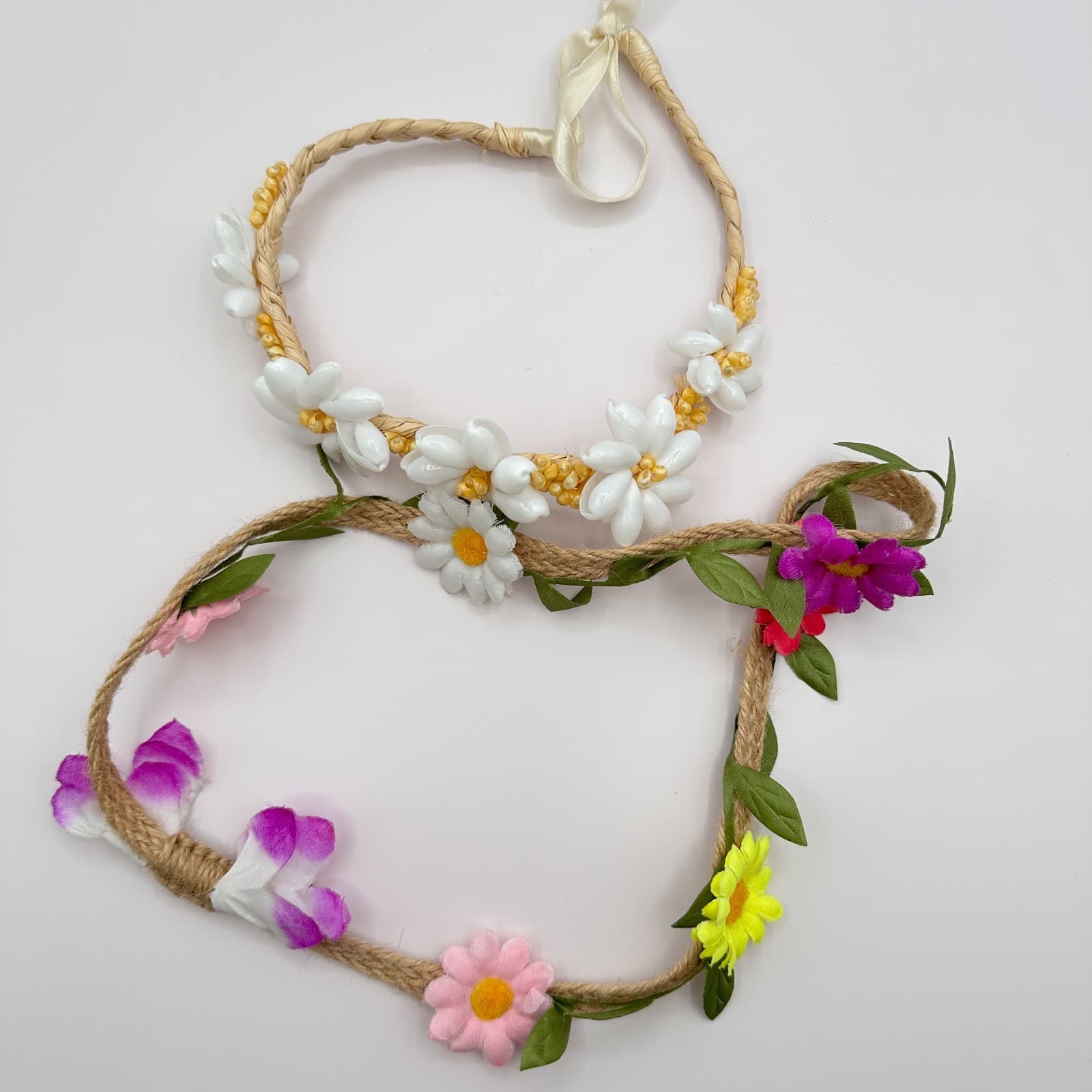 Vintage 80s Set Boohoo Daisy Flower Crown Headbands Beach Party Festival Jewelry - Thumbnail 2