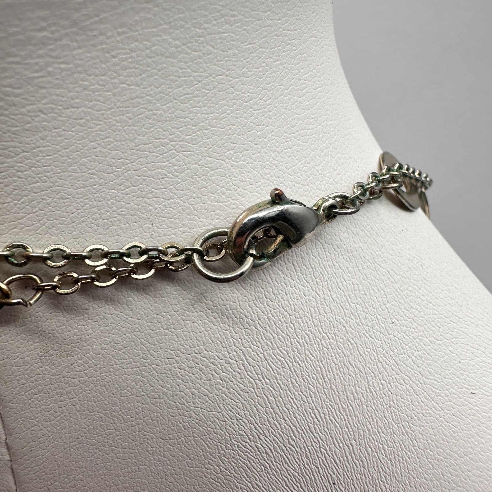 Vintage Y2K Multi Strand Necklace Gold Tone Quatrefoil Oval Link Chain Jewelry - Thumbnail 8