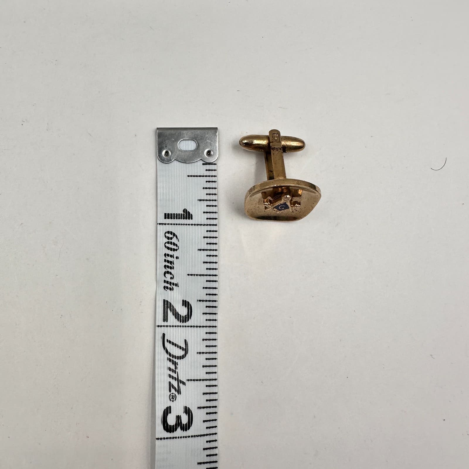 Vintage 90s Masonic Cufflinks & Tie Bar Set Gold Tone Blue Enamel Square Compass - Thumbnail 11