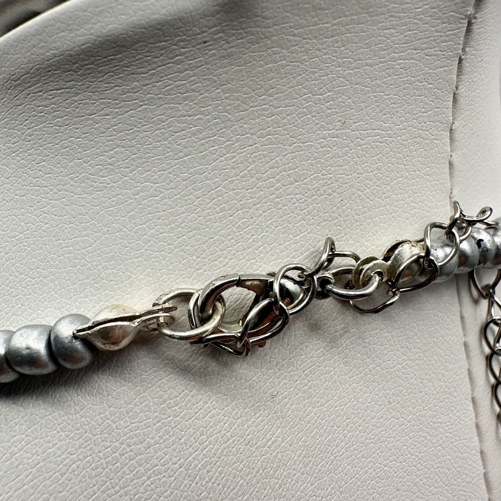 Vintage 90s Labradorite Stone Beaded Necklace Silver Tone Boho Statement Jewelry - Thumbnail 8