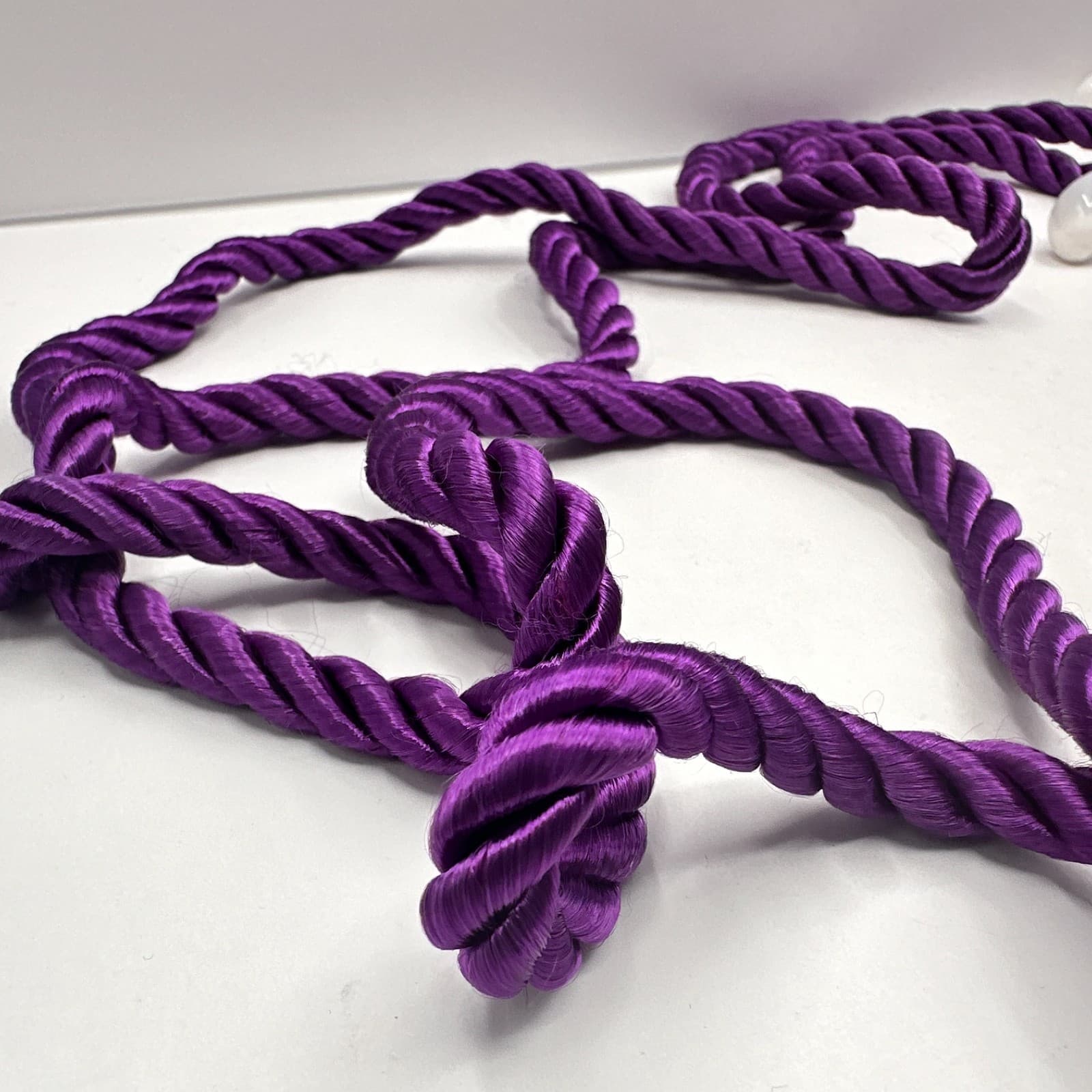 Vintage 90s Women's Purple Silk Cord Round Shell Pendant Necklace Set of Two - Thumbnail 9