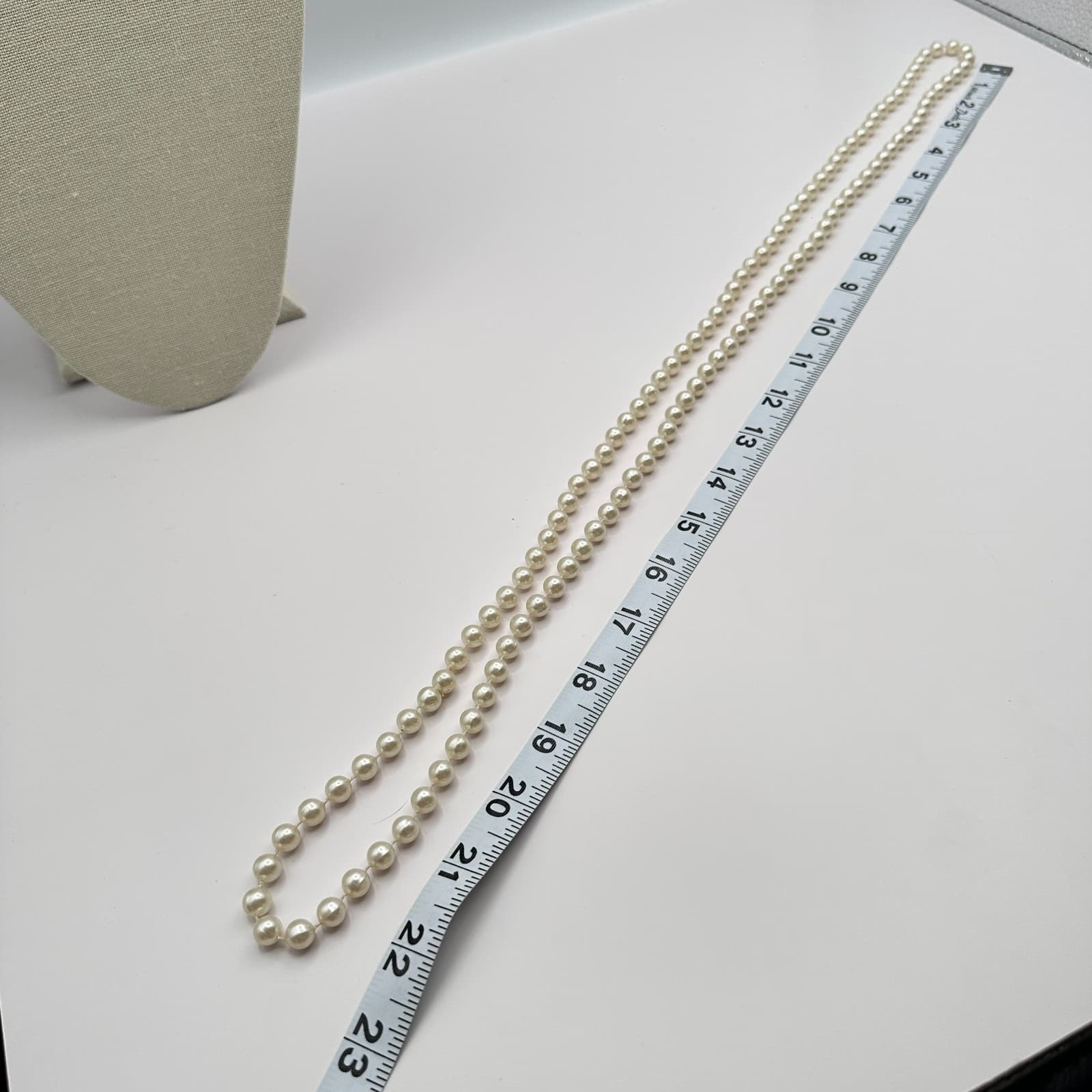 Vintage 90s Double Strand Faux Pearl Choker Necklace Classic Elegant Jewelry - Thumbnail 6