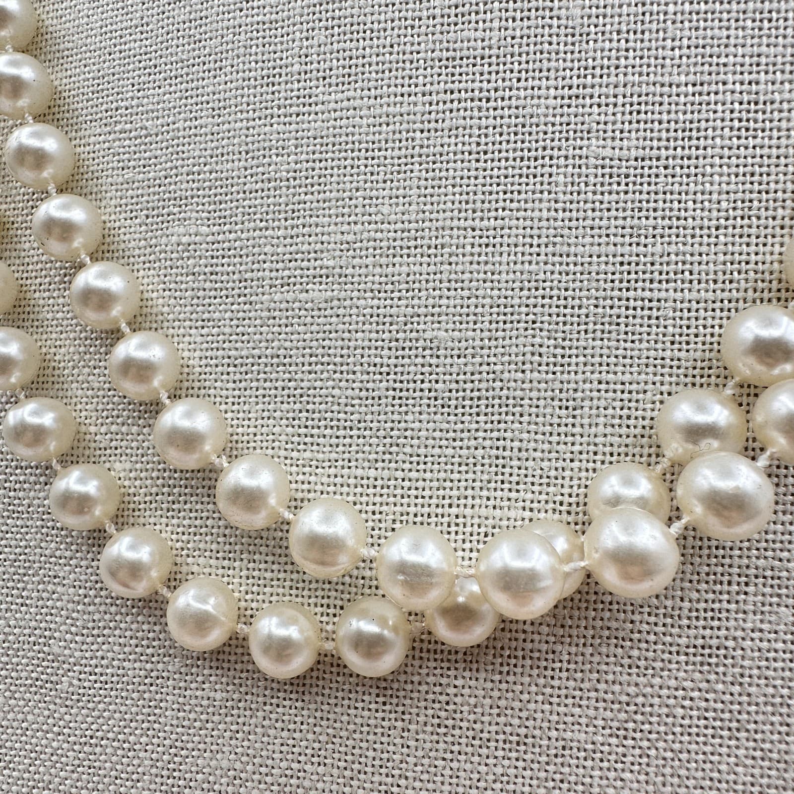 Vintage 90s Double Strand Faux Pearl Choker Necklace Classic Elegant Jewelry - Thumbnail 4
