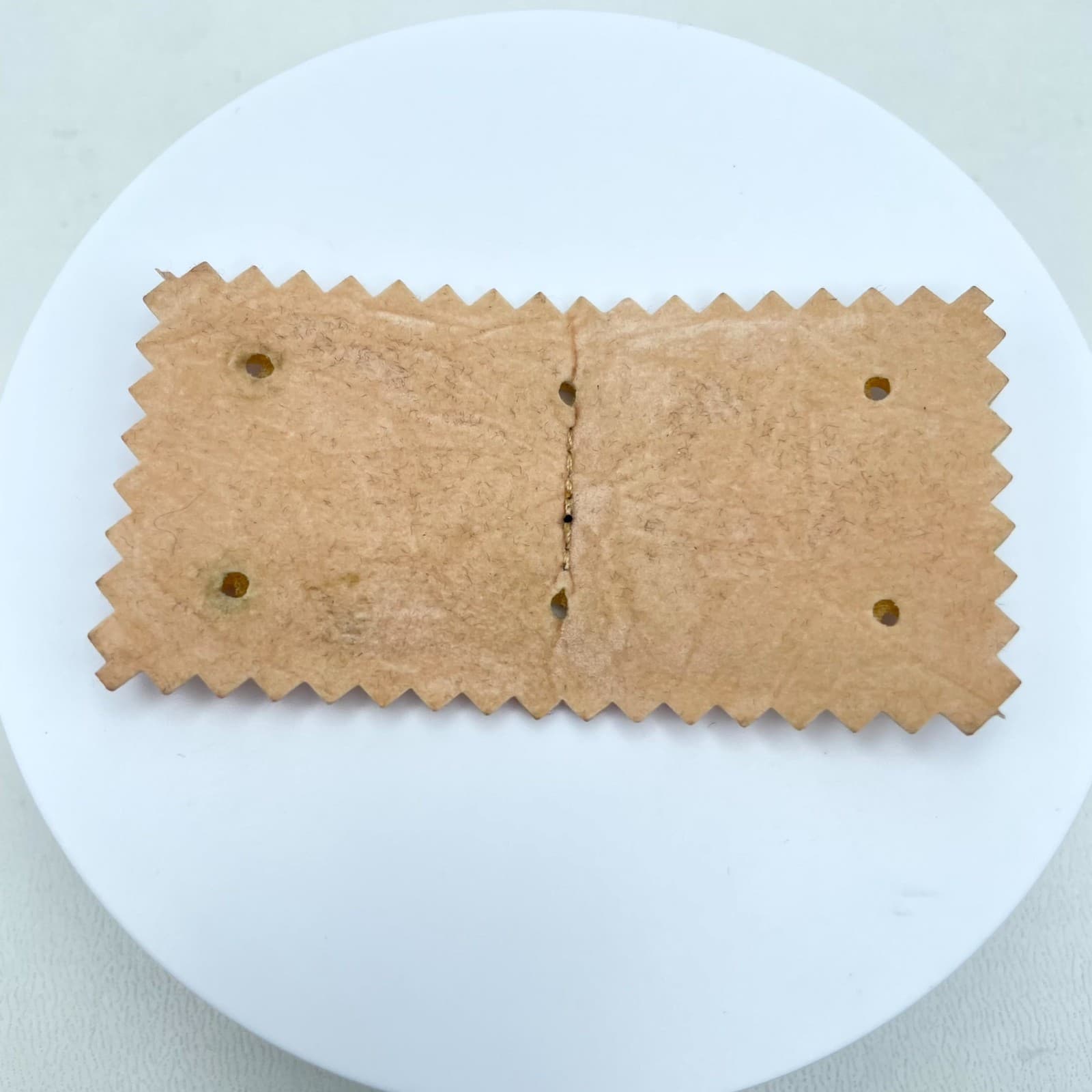 Modern Beige Classic Formal Chevron Border Black Bow Detail Leather Brooch - Thumbnail 3