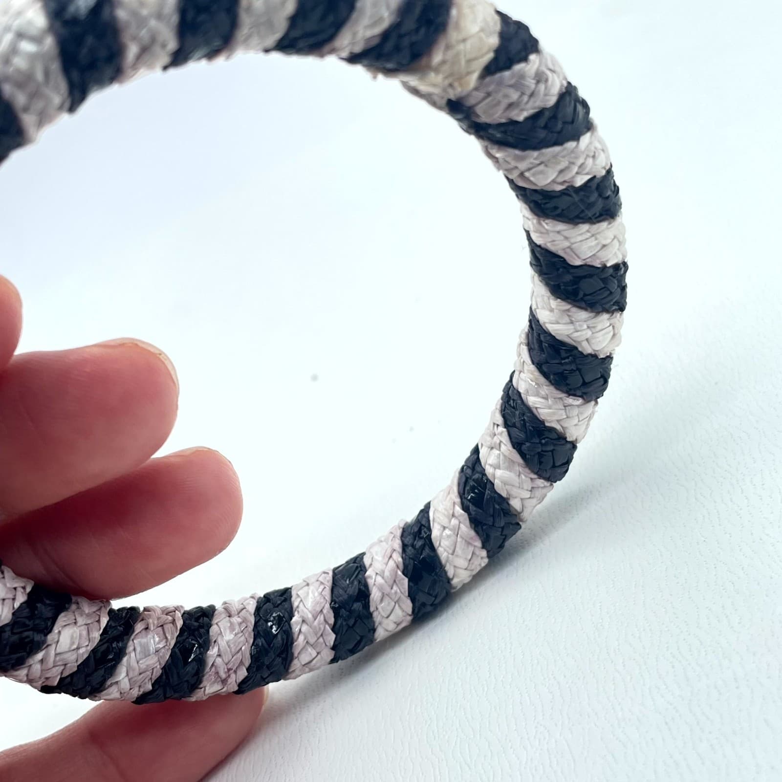 Bohemian Black White Eco-Chic Thin Woven Braided Rope-Style Bangle Bracelet - Thumbnail 8