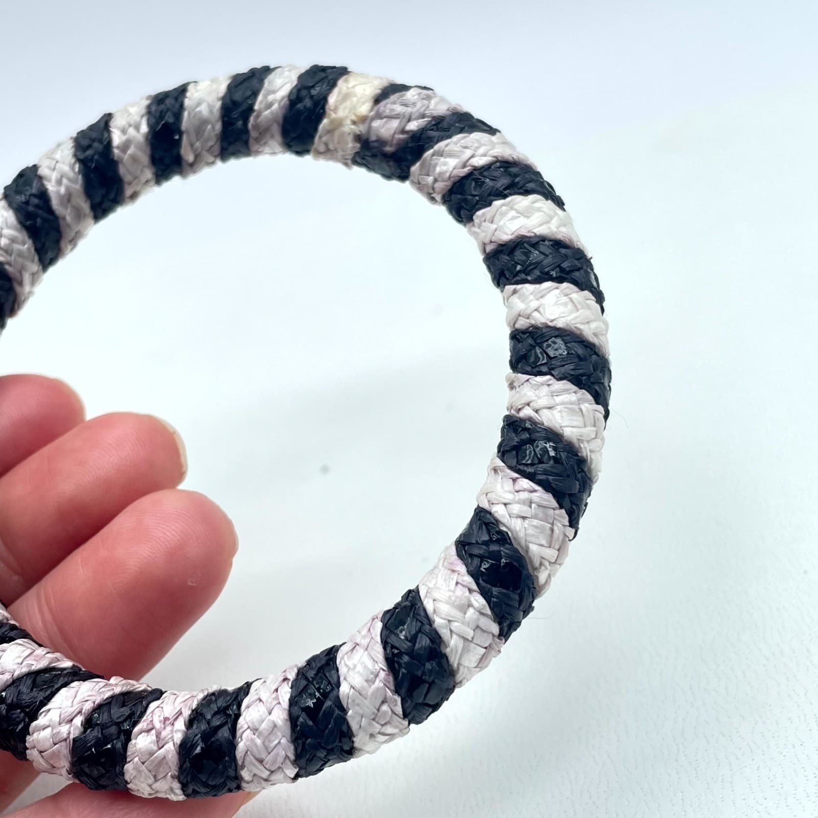 Bohemian Black White Eco-Chic Thin Woven Braided Rope-Style Bangle Bracelet - Thumbnail 9