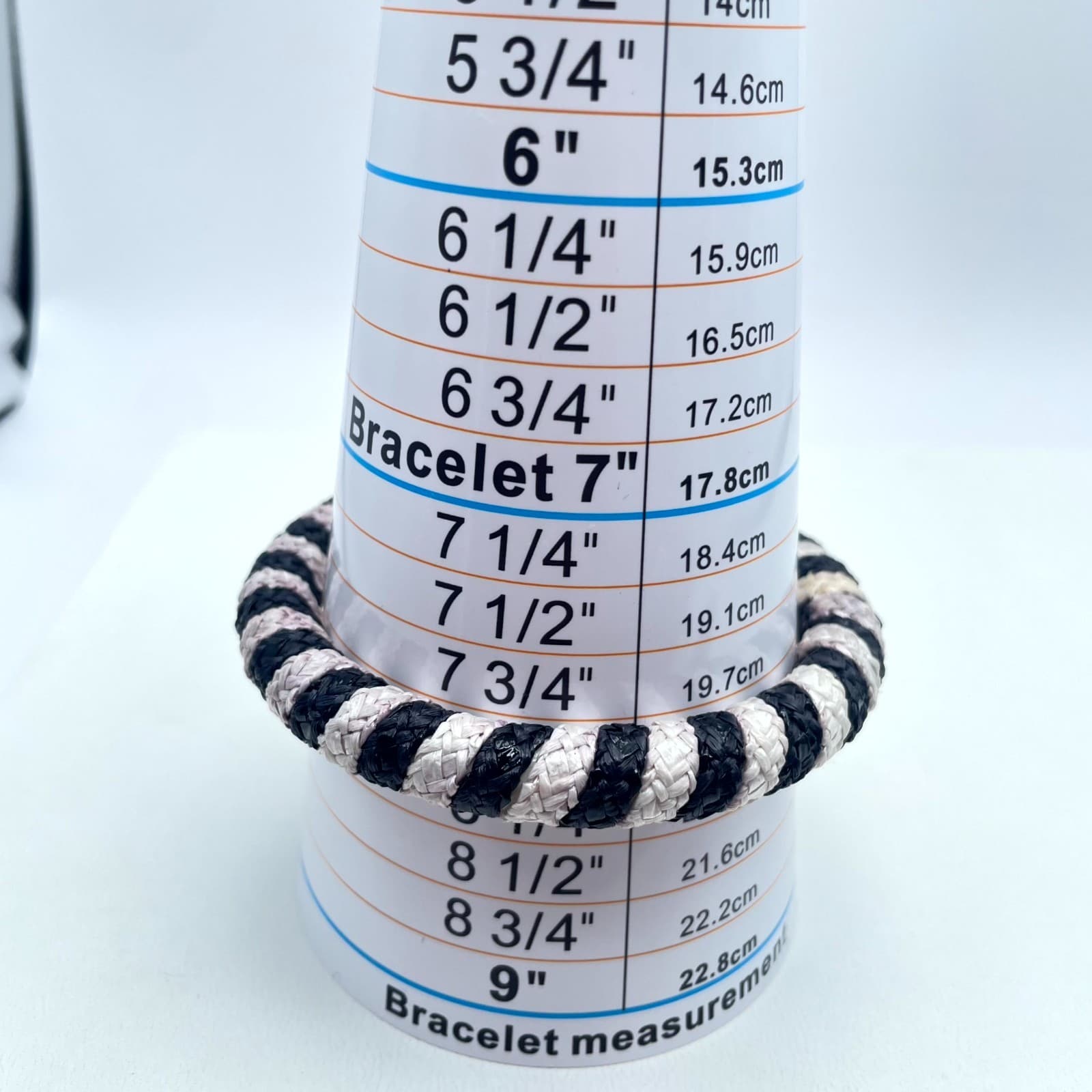 Bohemian Black White Eco-Chic Thin Woven Braided Rope-Style Bangle Bracelet - Thumbnail 2