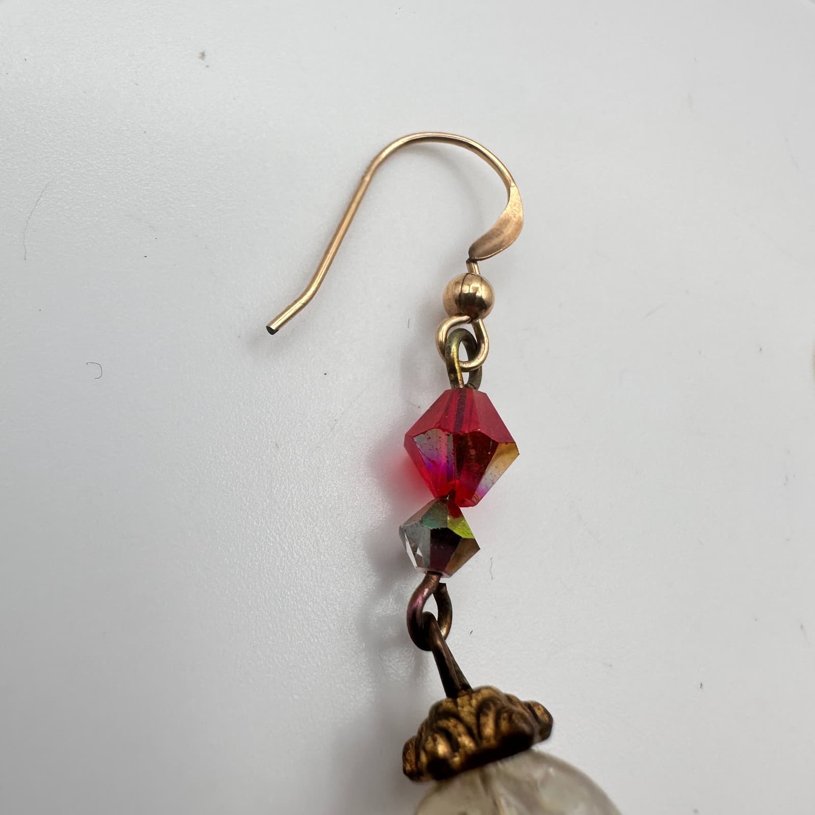 Vintage 80s Crystal AB Aurora Borealis Gold Tone Dangle Drop Earrings Jewelry - Thumbnail 4