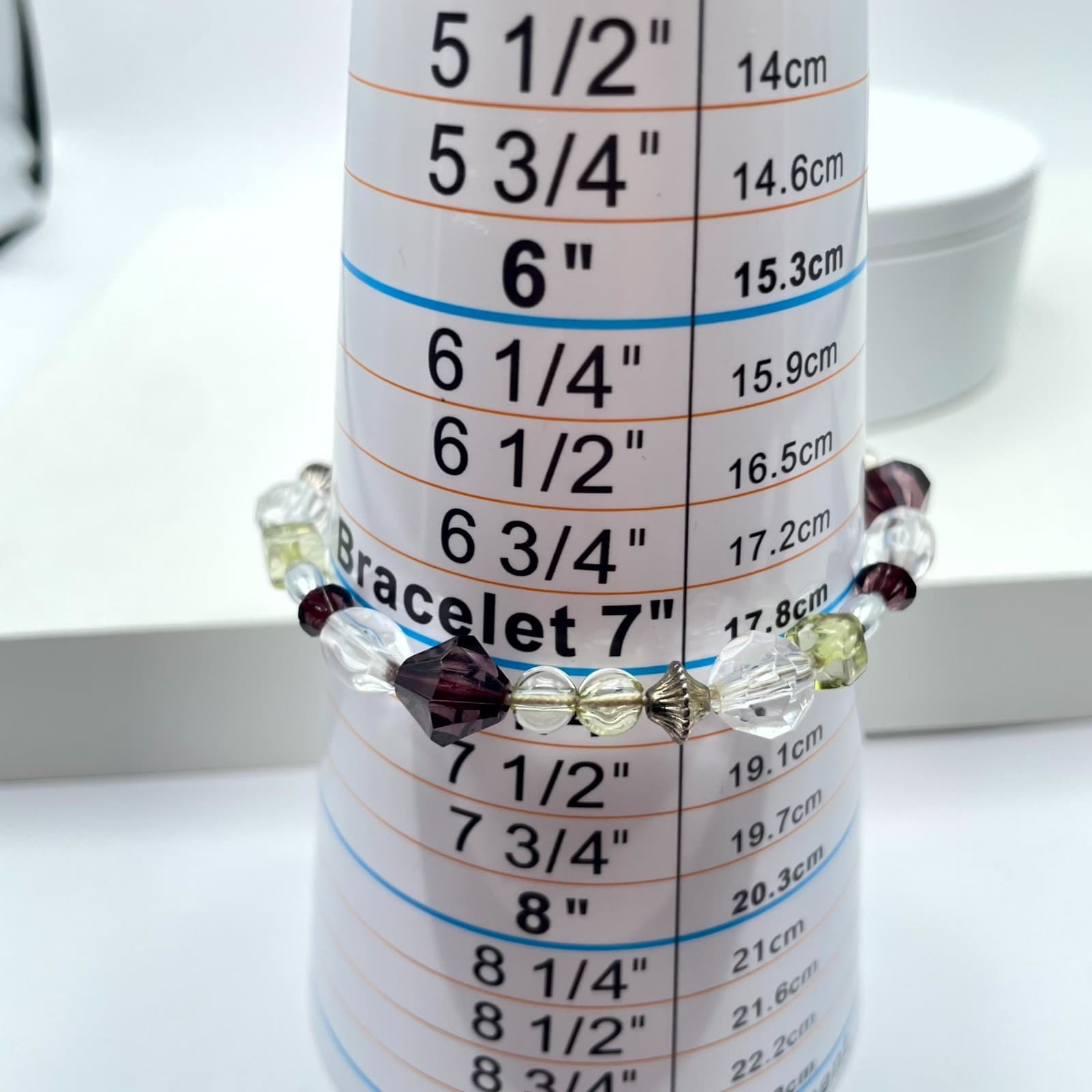 Bohemian Eclectic Classic Fashion Deep Plum Faceted Glass Beads Stretch Bracelet - Thumbnail 2