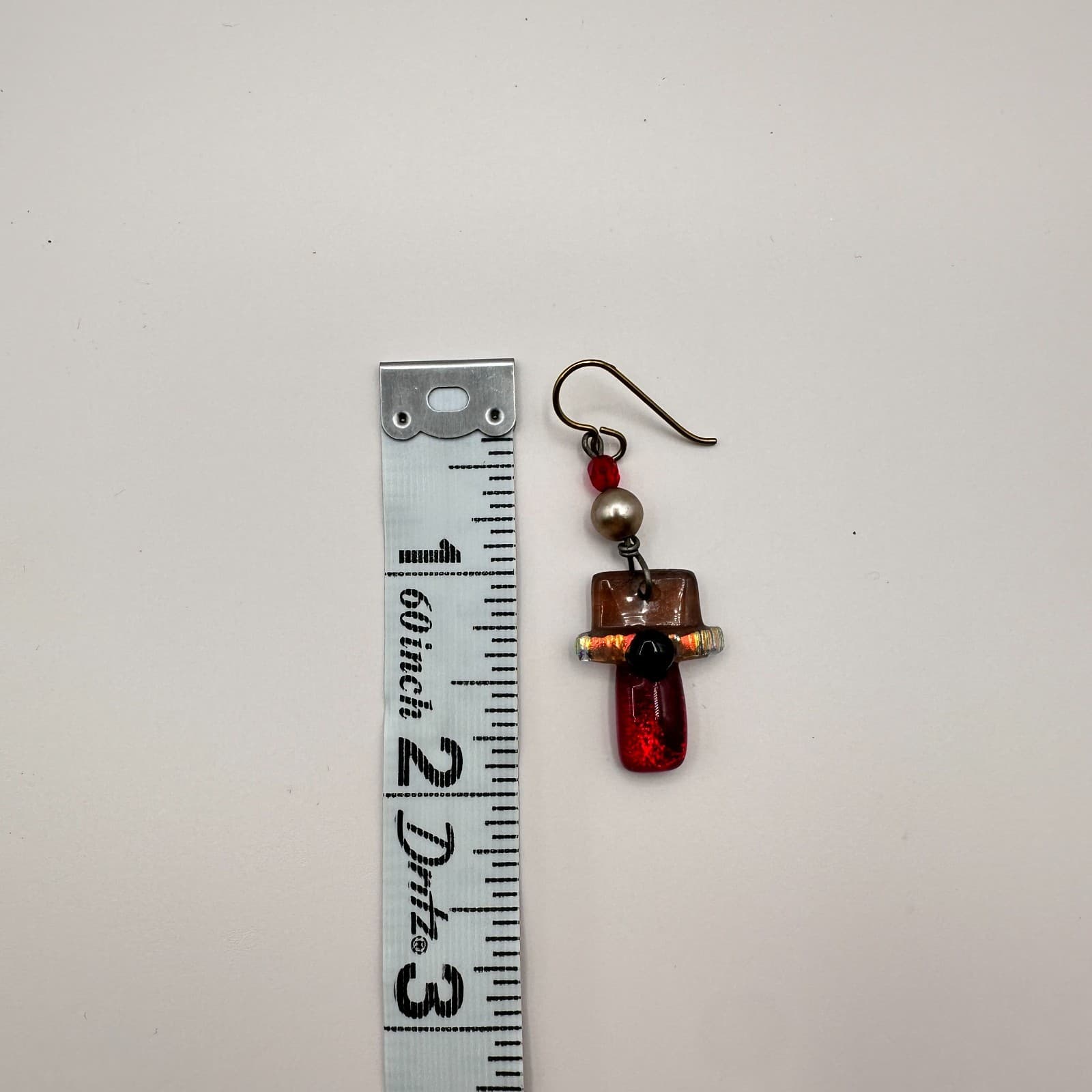 Vintage 90s Fused Dichroic Glass Geometric Drop Dangle Earrings Artisan Jewelry - Thumbnail 7