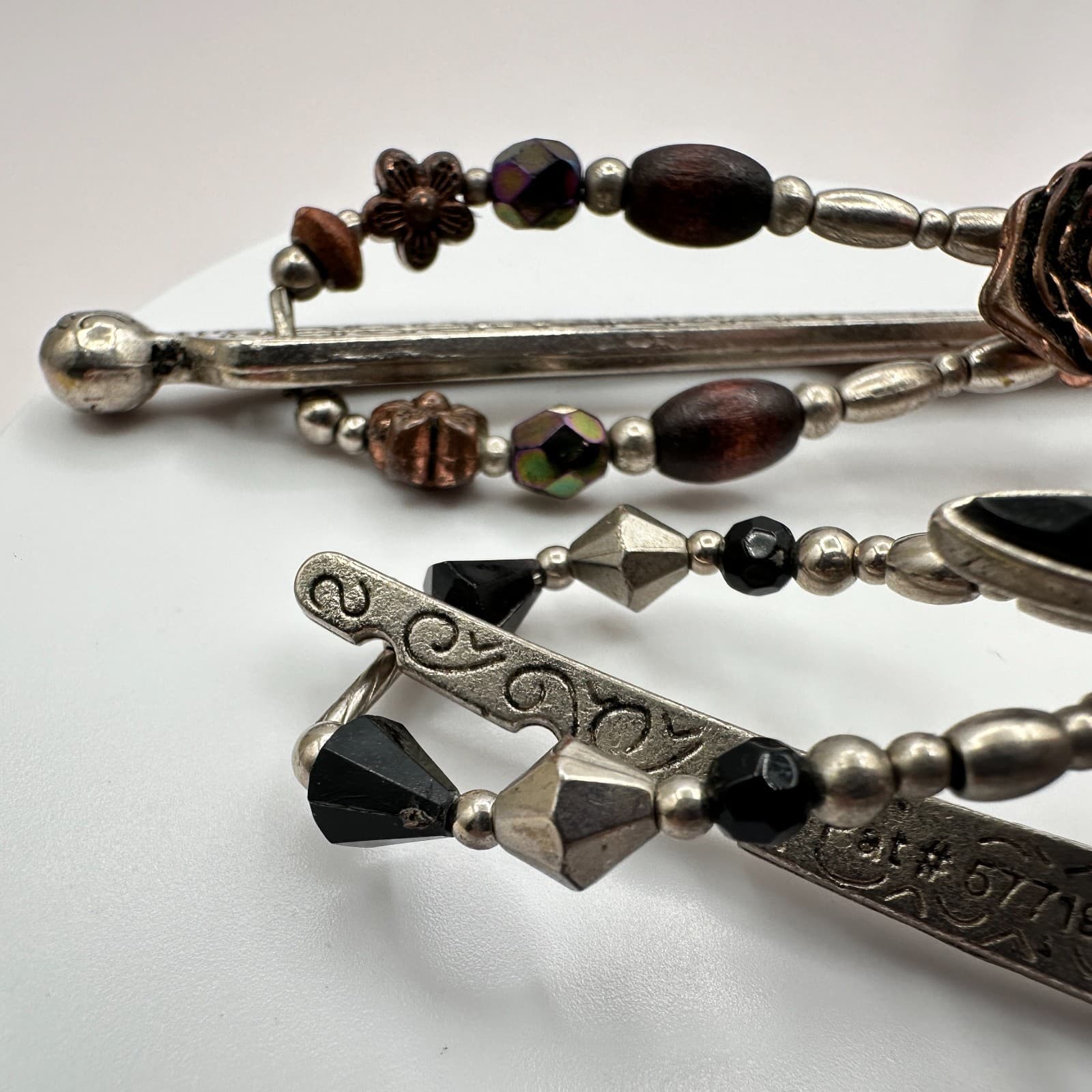 Vintage Y2K Metal Hair Clips Set Fairy & Rose Beaded Boho Accessory - Thumbnail 6