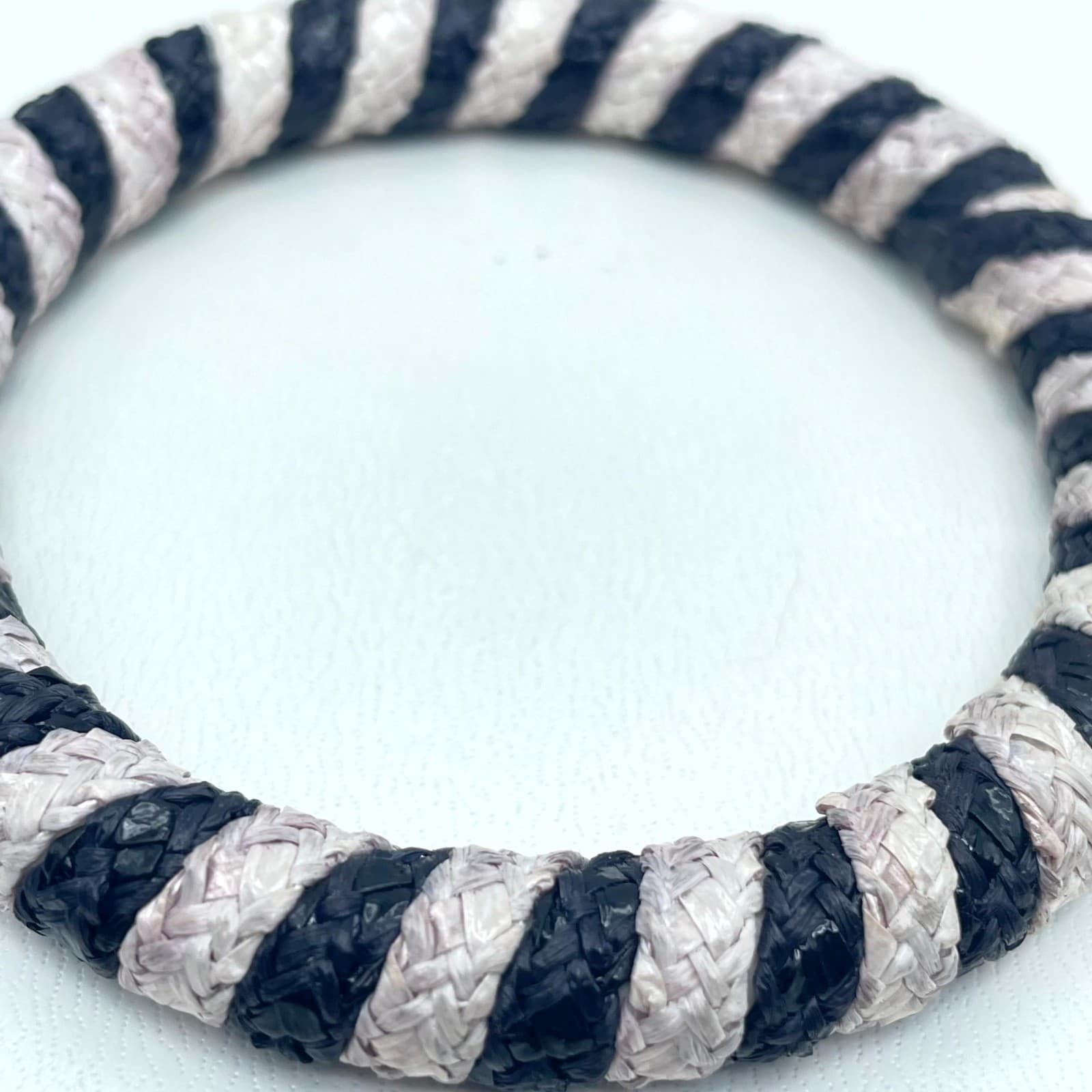 Bohemian Black White Eco-Chic Thin Woven Braided Rope-Style Bangle Bracelet - Thumbnail 5