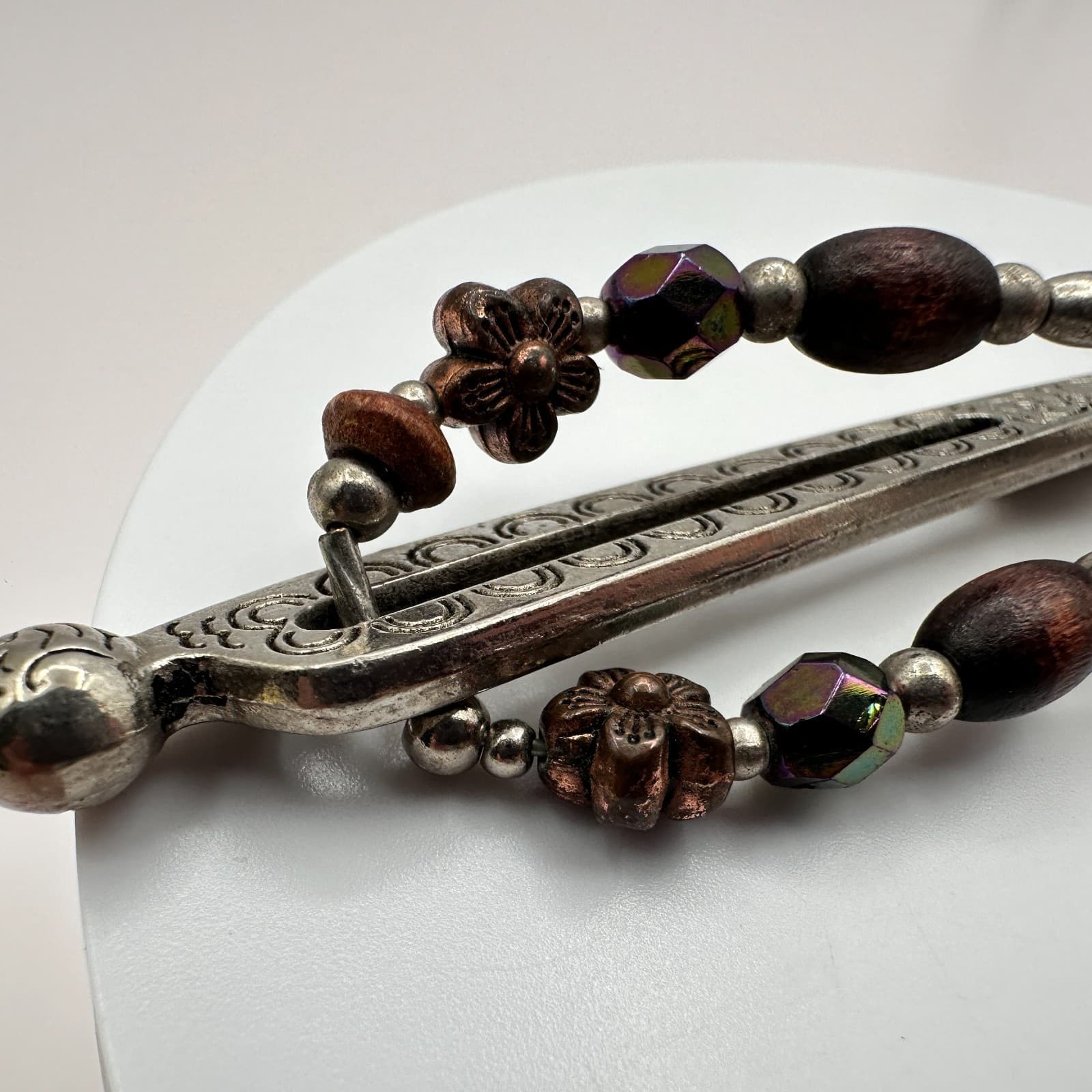 Vintage Y2K Metal Hair Clips Set Fairy & Rose Beaded Boho Accessory - Thumbnail 10