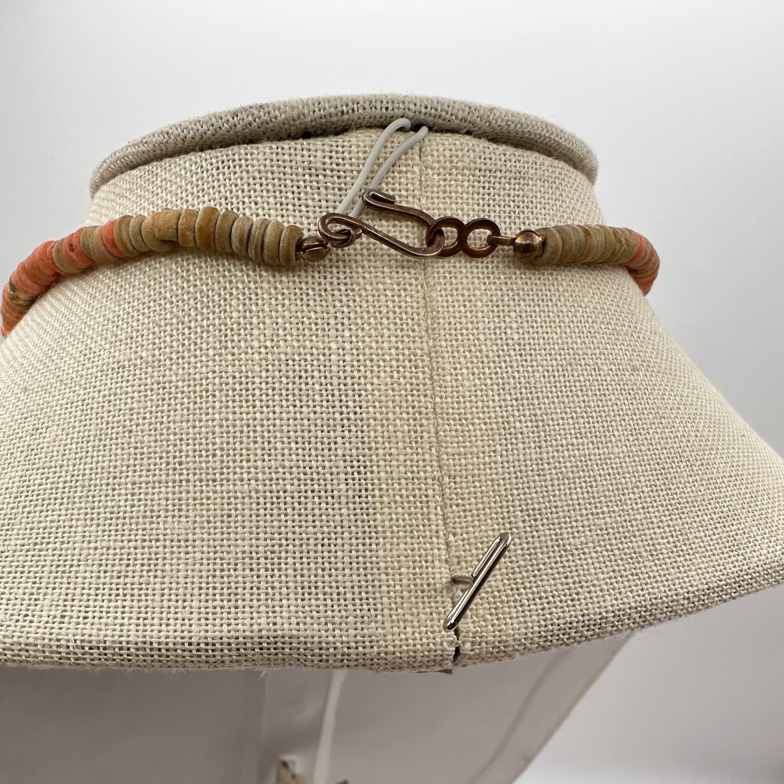 Vintage 70s Boho Colors Wood Shell Bead Dangle Choker Necklace Statement Jewelry - Thumbnail 9