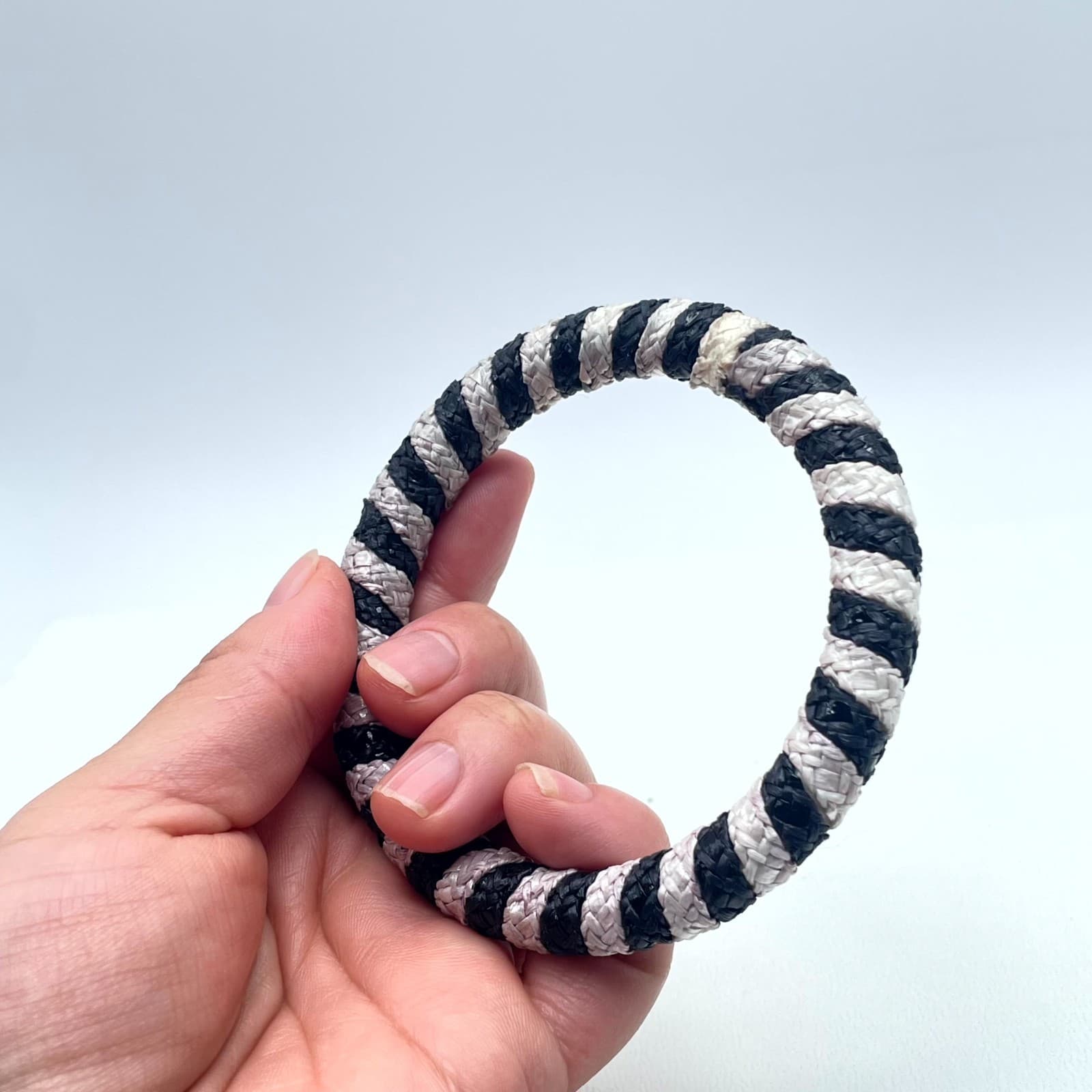 Bohemian Black White Eco-Chic Thin Woven Braided Rope-Style Bangle Bracelet - Thumbnail 13