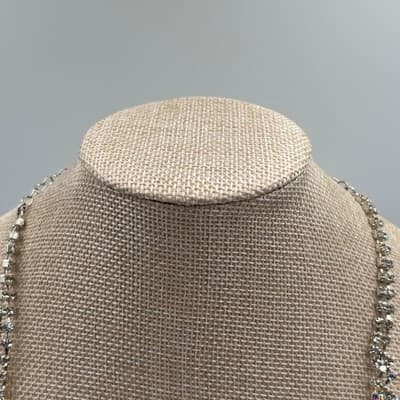 Vintage Anne Klein Aurora Borealis Crystal Necklace & Earring Silver Tone AK 3pc - Thumbnail 6