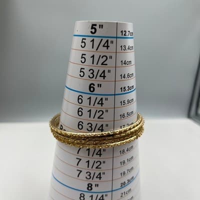 5 Vintage Gold Tone Stacking Bangle Bracelets Set Diamond Cut Boho Jewelry Lot - Thumbnail 6