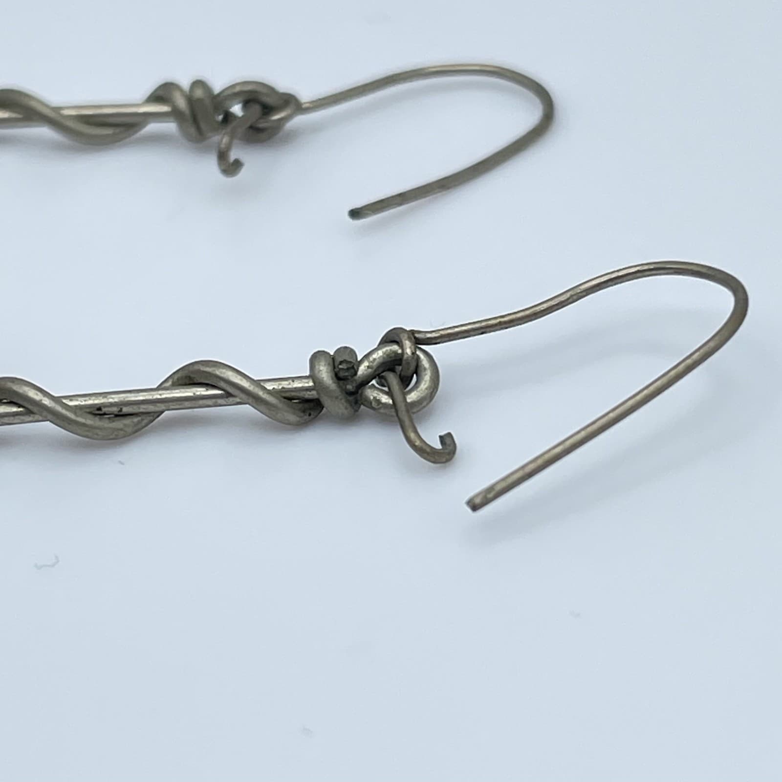 Vintage Handmade Carnelian Red Bead Wire Wrapped Dangle Drop Earrings Boho - Thumbnail 6