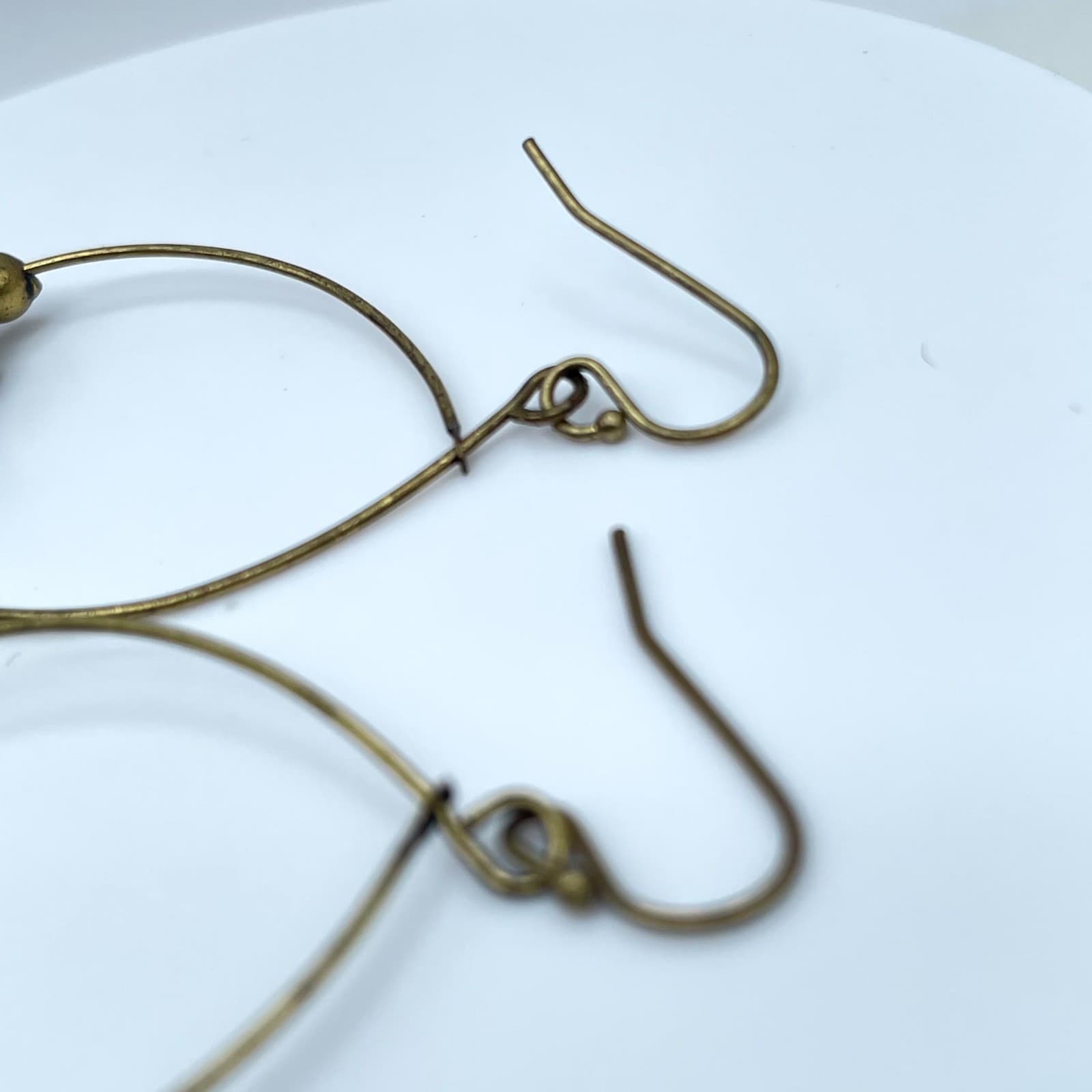 Handmade Brass Teardrop Hoop Earrings Raw Dark Purple Stone Boho Artisan Jewelry - Thumbnail 8