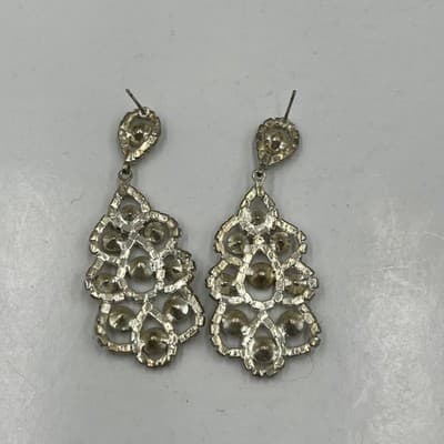 Vintage Anne Klein Aurora Borealis Crystal Necklace & Earring Silver Tone AK 3pc - Thumbnail 3