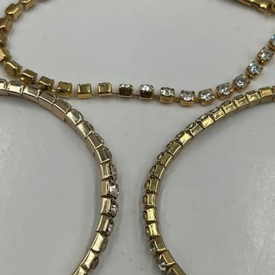 Vintage Gold Tone Rhinestone Jewelry Set Y Lariat Necklace & 3 Tennis Bracelets - Thumbnail 3