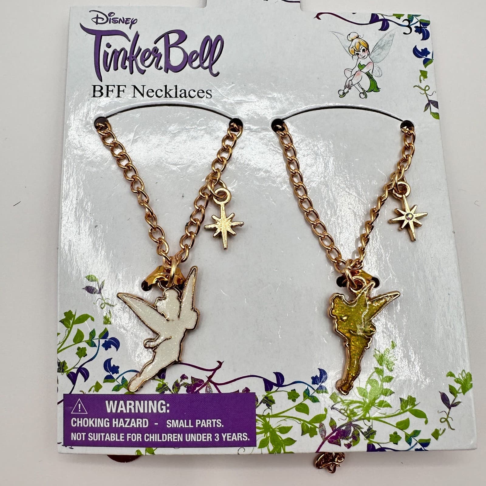 Vintage 80s Disney Tinker Bell BFF Best Forever Fairy Pendant Necklaces Jewelry - Thumbnail 2