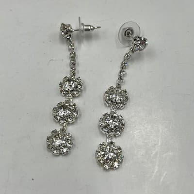 VTG Rhinestone Set: Double Layer Necklace, 3-Drop Earring, Link Bracelet Classic - Thumbnail 2