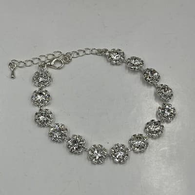 VTG Rhinestone Set: Double Layer Necklace, 3-Drop Earring, Link Bracelet Classic - Thumbnail 4