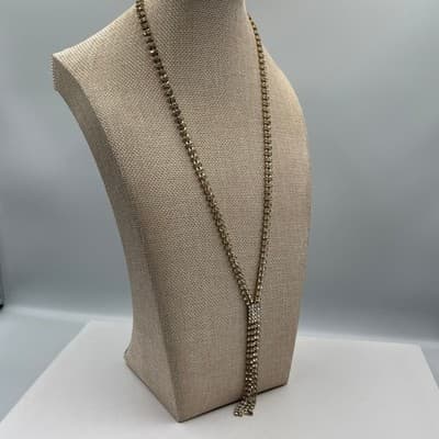 Vintage Gold Tone Rhinestone Jewelry Set Y Lariat Necklace & 3 Tennis Bracelets - Thumbnail 12