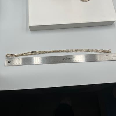 Vintage Gold Tone Rhinestone Jewelry Set Y Lariat Necklace & 3 Tennis Bracelets - Thumbnail 15