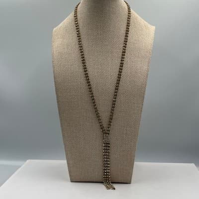 Vintage Gold Tone Rhinestone Jewelry Set Y Lariat Necklace & 3 Tennis Bracelets - Thumbnail 11