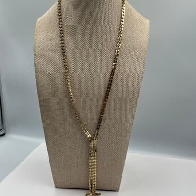 Vintage Gold Tone Rhinestone Jewelry Set Y Lariat Necklace & 3 Tennis Bracelets - Thumbnail 13