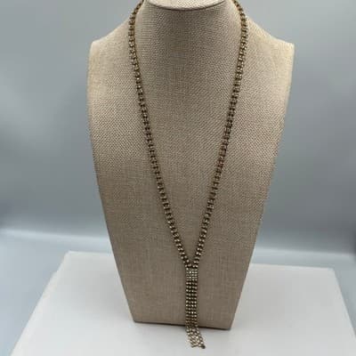 Vintage Gold Tone Rhinestone Jewelry Set Y Lariat Necklace & 3 Tennis Bracelets - Thumbnail 8